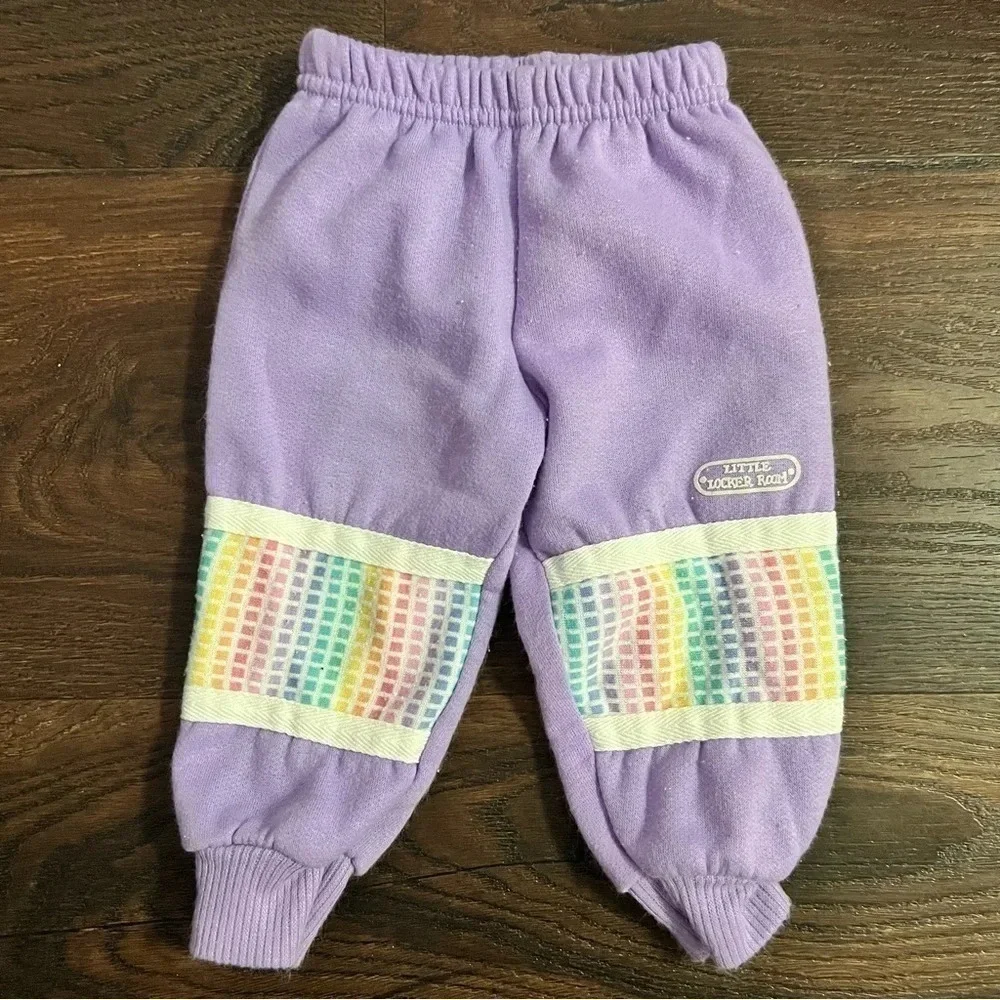 Vintage 12 month baby girl bundle lot purple pants and short sleeve shirt
